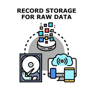 Data storage and raw information processing concept Stock Illustration