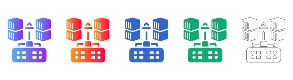 Data Storage and Server Array Icons 스톡 일러스트