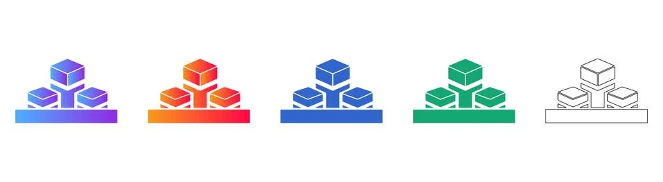 Data Storage and Server Cluster Icon Set Illustrazione stock