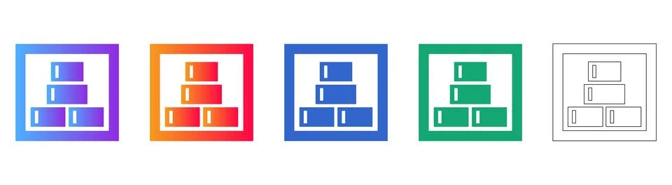 Data Storage and Warehouse Management Icons Stock Illustration