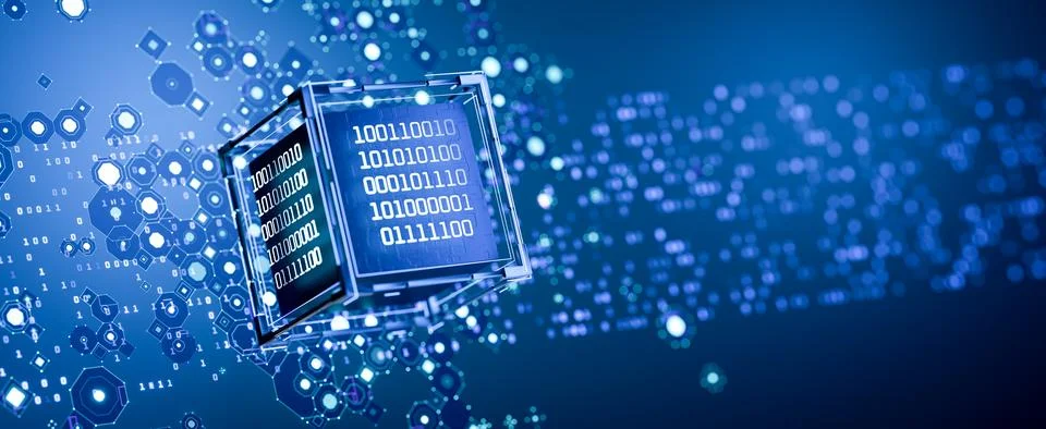 Data storage. Artificial intelligence. Abstract technical background. Datab.. Illustrazione stock