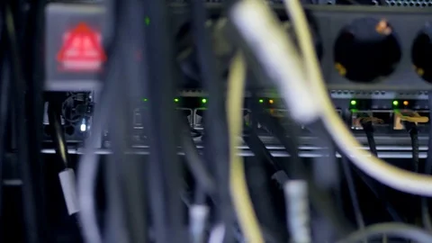Data storage cabinet with many cables. 스톡 동영상 79481481