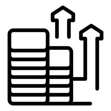 Data storage capacity increasing depicted by growing hard drives and up arrows Stock Illustration