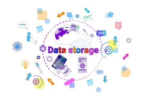 Data Storage Center Hosting Server Computer Device Information Database Stock Illustration
