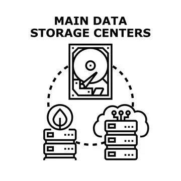Data storage centers concept for digital information 스톡 일러스트