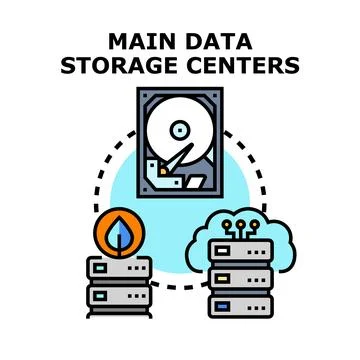 Data storage centers concept for digital information Stock Illustration