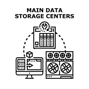 Data storage centers network connecting cloud server infrastructure Stock Illustration