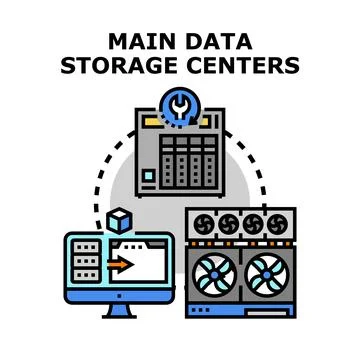 Data storage centers network connecting cloud server infrastructure Illustrazione stock
