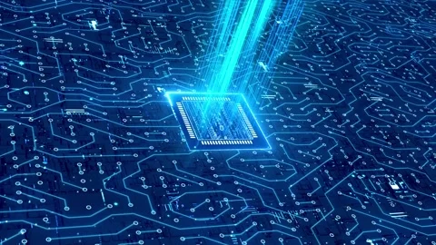 Data storage chip circuit board components Stock Footage 169833863
