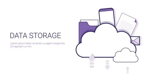 Data Storage Cloud Computing Business Concept Template Web Banner With Copy Stock Illustration