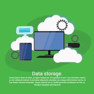 Data Storage Cloud Computing Services Web Template Banner With Copy Space Stockillustratie