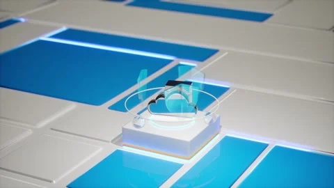 Data Storage Cloud Icon Blue Hologram Tech Platform Backup Concept Stock Footage 337815749