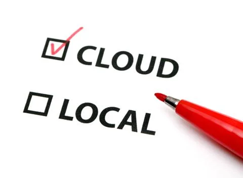 Data storage in cloud or local Stock Photos