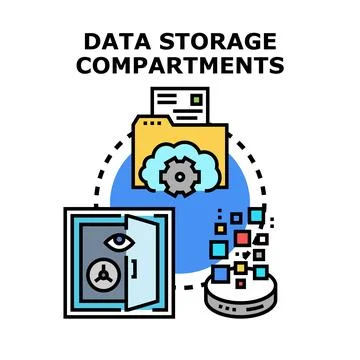 Data storage compartments concept illustrating digital security Stock Illustration