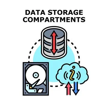 Data storage compartments concept illustrating information exchange Stock Illustration