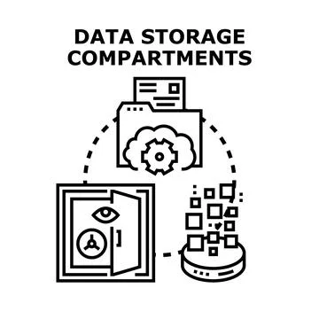 Data storage compartments concept illustrating digital security Stockillustratie