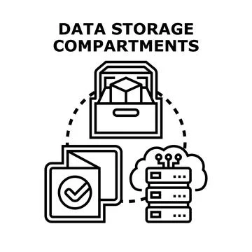 Data storage compartments concept organizing information Illustrazione stock