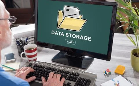 Data storage concept on a computer Foto stock
