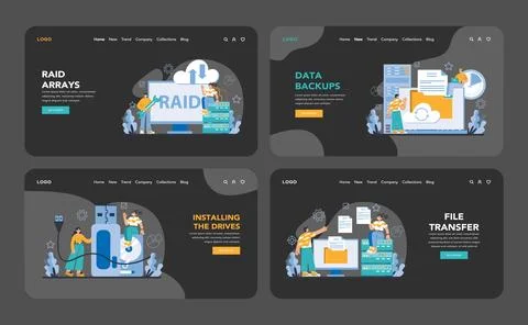 Data storage concept. Flat vector illustration. Stock Illustration