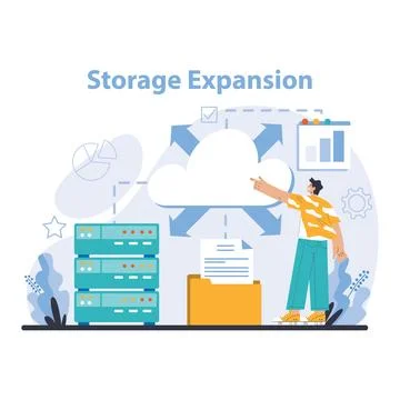 Data storage concept. Flat vector illustration. Stock Illustration