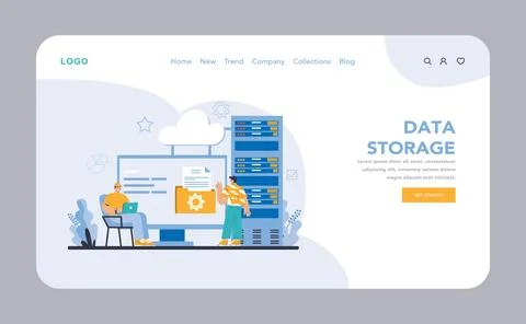 Data storage concept. Flat vector illustration. Stock Illustration