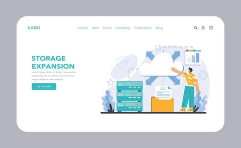 Data storage concept. Flat vector illustration. Illustrazione stock