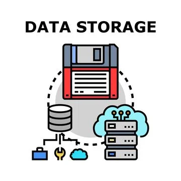Data storage concept illustrating cloud and server infrastructure 스톡 일러스트