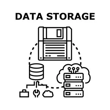 Data storage concept illustrating cloud and server infrastructure イラスト素材