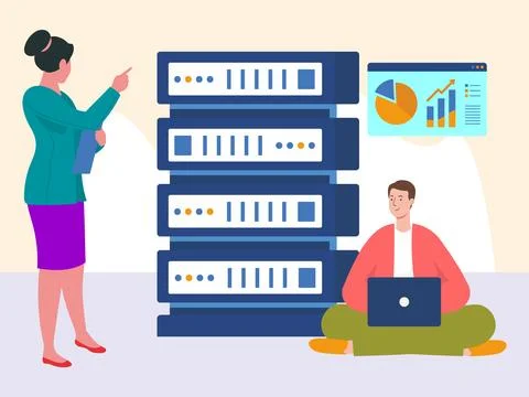 Data Storage Concept Illustration Style Stock Illustration