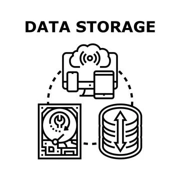 Data storage connecting devices and cloud network Illustrazione stock