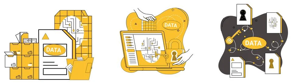Data storage. The data storage concept is foundation upon which tech industry 스톡 일러스트