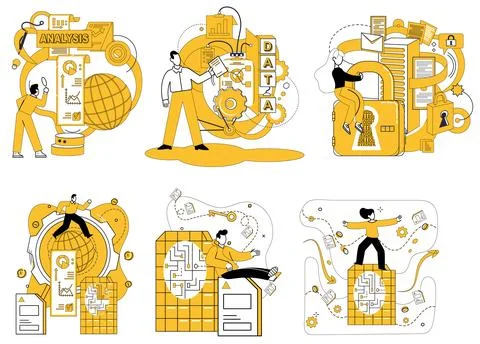 Data storage. The data storage metaphor likens information preservation to well Stock Illustration