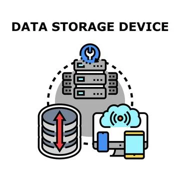 Data storage device connecting cloud and database system Stock Illustration