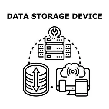 Data storage device connecting cloud and database system Stock Illustration