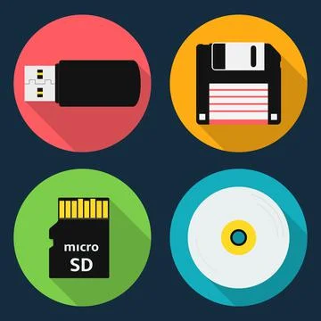 Data storage device icons Stock Illustration