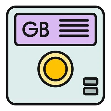 Data storage digital icon showing retro hard disk drive Stock Illustration