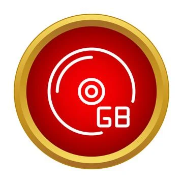 Data storage disk gigabyte capacity red icon Illustrazione stock