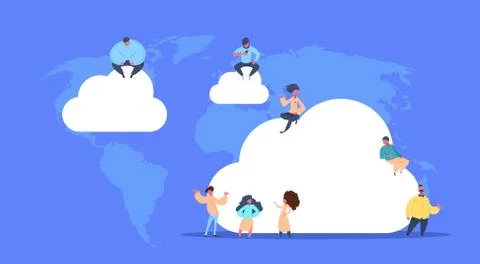 Data storage diversity people working synchronization cloud center Computer Stock Illustration