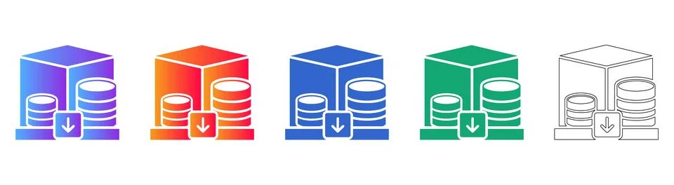 Data Storage Download Icon Set Stock Illustration