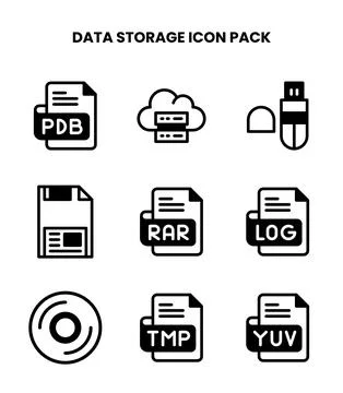 Data Storage DuoTone Collection Icons Pack Stock Illustration