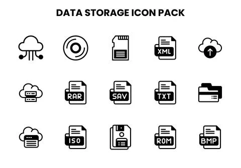 Data Storage DuoTone Vector Icons Pack Illustrazione stock