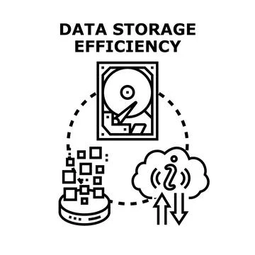 Data storage efficiency concept optimizing information flow Stock Illustration