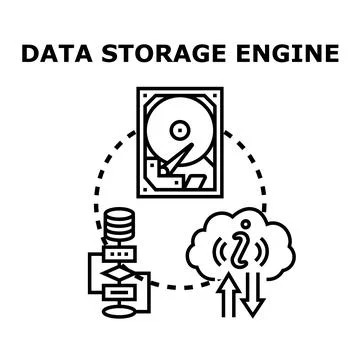 Data storage engine organizing digital information system Illustrazione stock
