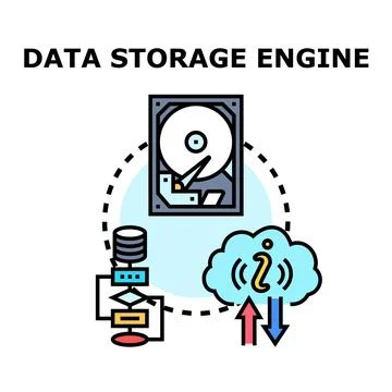 Data storage engine organizing digital information system Stock Illustration