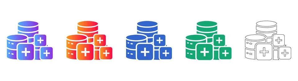 Data Storage Expansion Icon Set Illustrazione stock