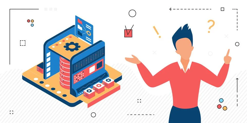 Data storage file server supporting technology software Stock Illustration