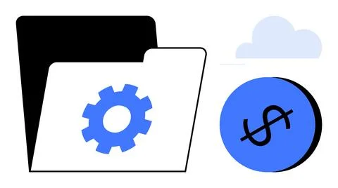 Data storage, finance, cloud computing, settings configuration, business tool Stock Illustration