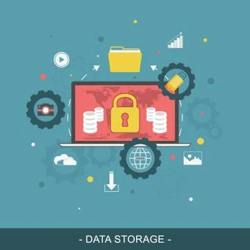 Data storage flat concept. Vector illustration. Stock Illustration