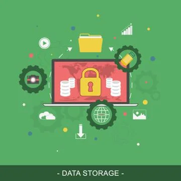 Data storage flat concept. Vector illustration. Stock Illustration