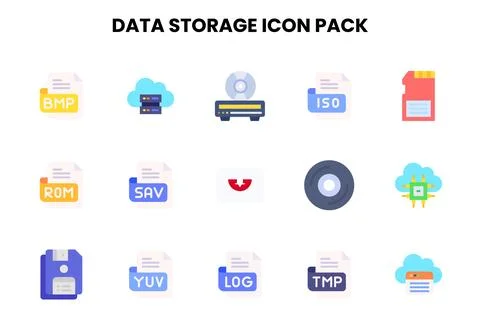 Data Storage Flat Icons Pack Stockillustratie